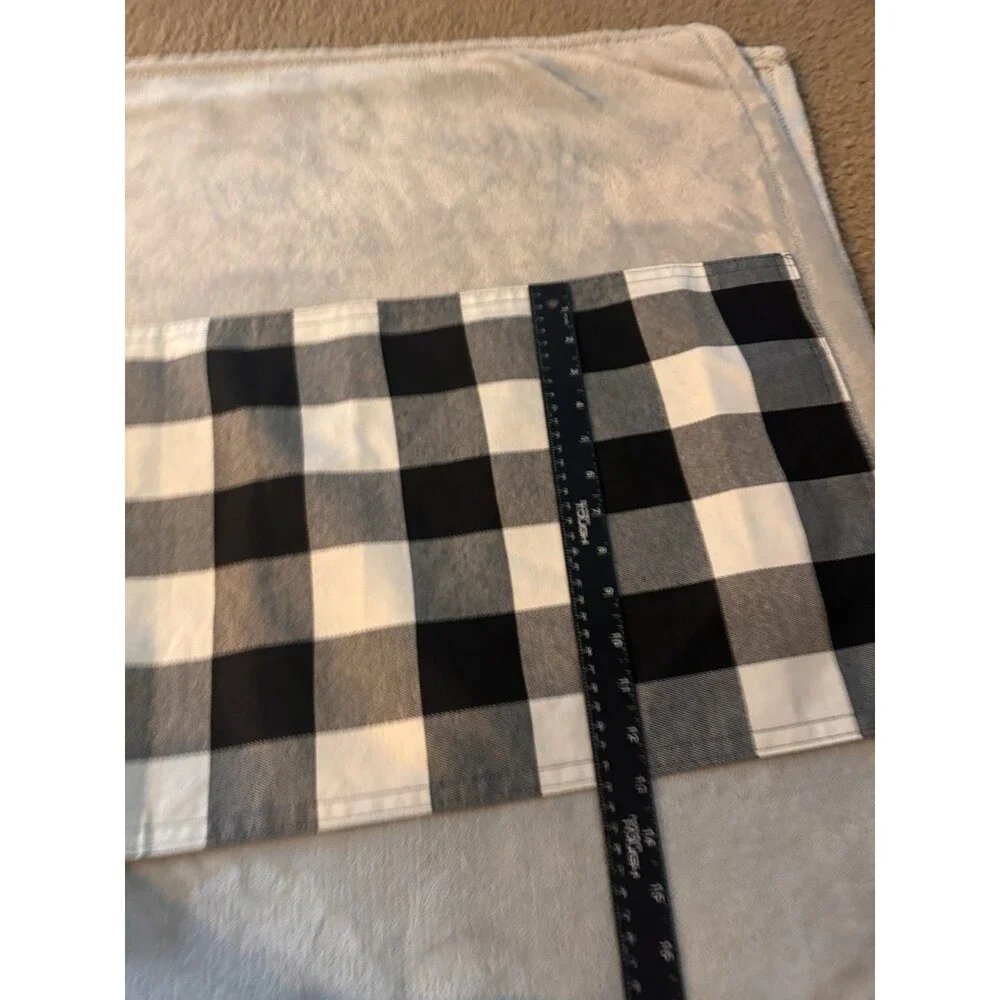Jacquard Table Runner Black&white Plaid Design 70” X 13”